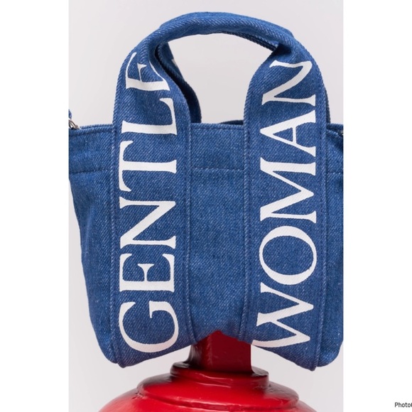 GENTLEWOMAN LOGO STRAP MICRO TOTE Navy Blue Denim Crossbody BAG - Picture 2 of 11